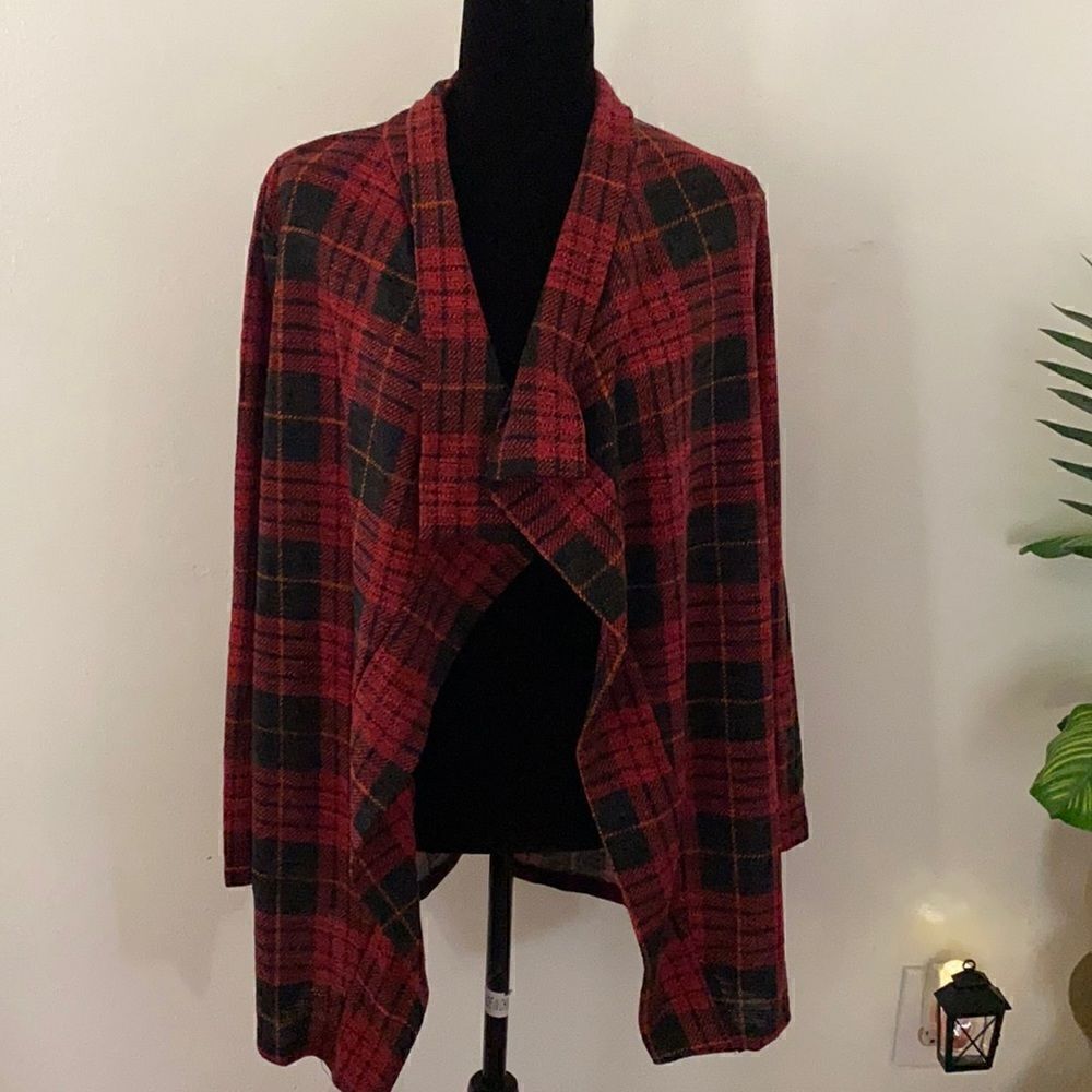 Plaid  Cardigan Sweater EUC